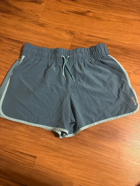 Reebok Women's Teal Athletic Shorts with Light Teal Trim - Picture 1 of 3
